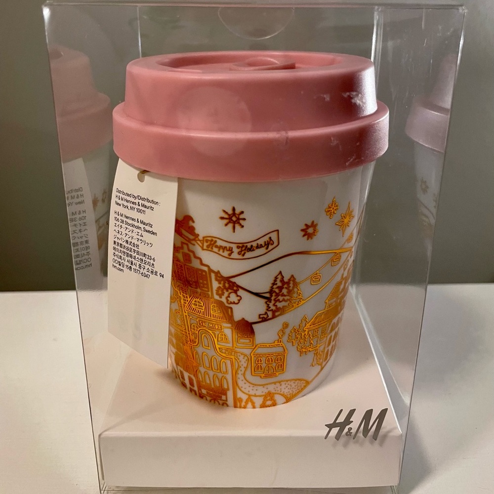 H&M Plastic Pink, Cream, and Gold Cup OS NWT